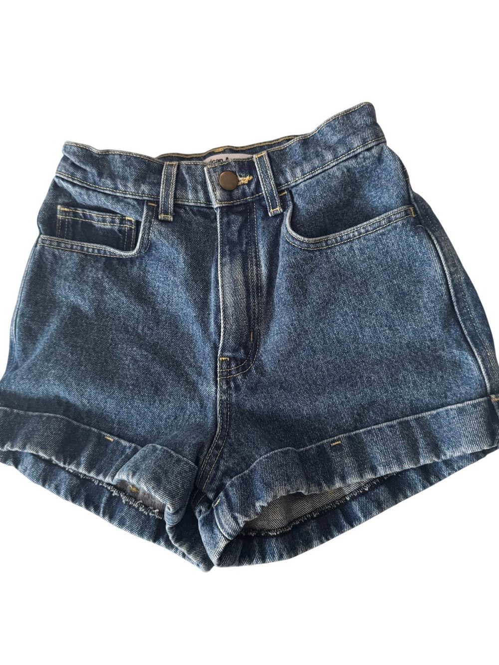 American Apparel Dark Blue High-Rise Denim Shorts